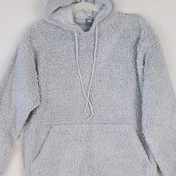 ASOS Pullover Oversized Sherpa Hoodie Size XS in Light Gray - Picture 3 of 16